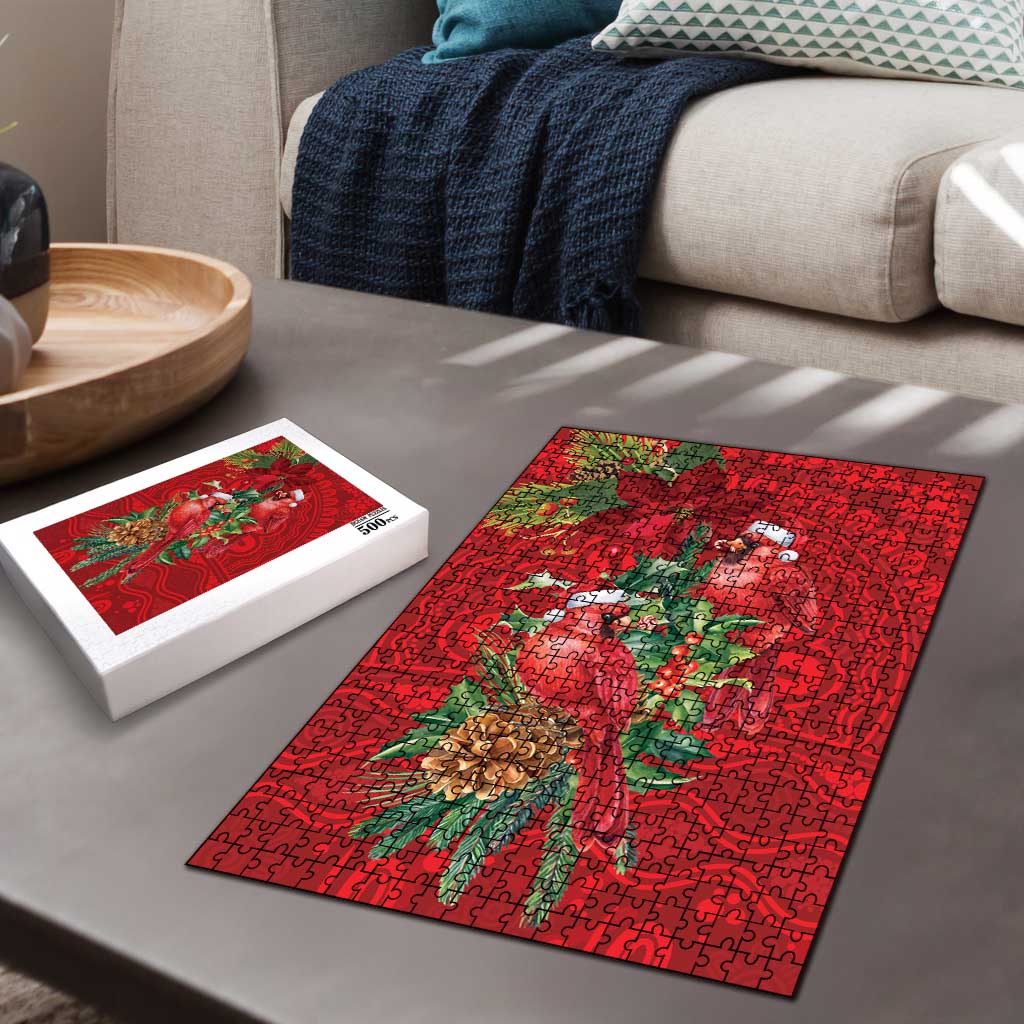 Aussie Red Cardinal Puzzle Aboriginal Inspired Christmas - Aussie Hoodie