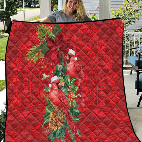 Aussie Red Cardinal Quilt Aboriginal Inspired Christmas - Aussie Hoodie