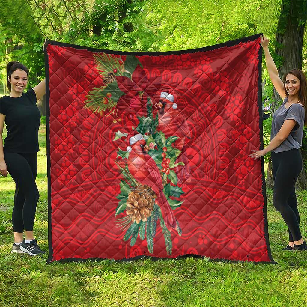 Aussie Red Cardinal Quilt Aboriginal Inspired Christmas - Aussie Hoodie
