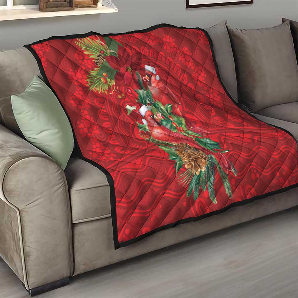 Aussie Red Cardinal Quilt Aboriginal Inspired Christmas - Aussie Hoodie