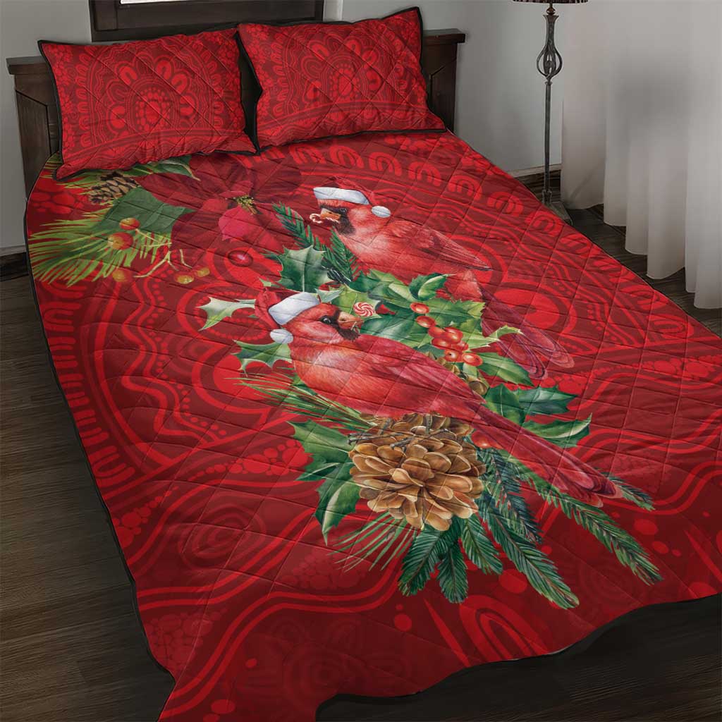 Aussie Red Cardinal Quilt Bed Set Aboriginal Inspired Christmas - Aussie Hoodie