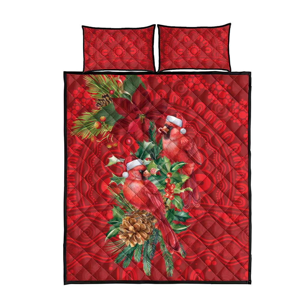 Aussie Red Cardinal Quilt Bed Set Aboriginal Inspired Christmas - Aussie Hoodie