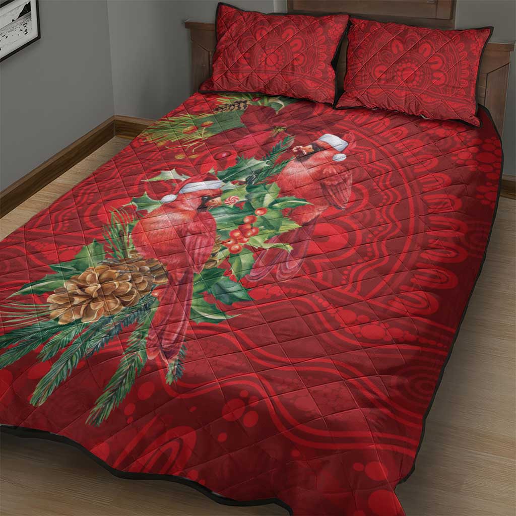 Aussie Red Cardinal Quilt Bed Set Aboriginal Inspired Christmas - Aussie Hoodie