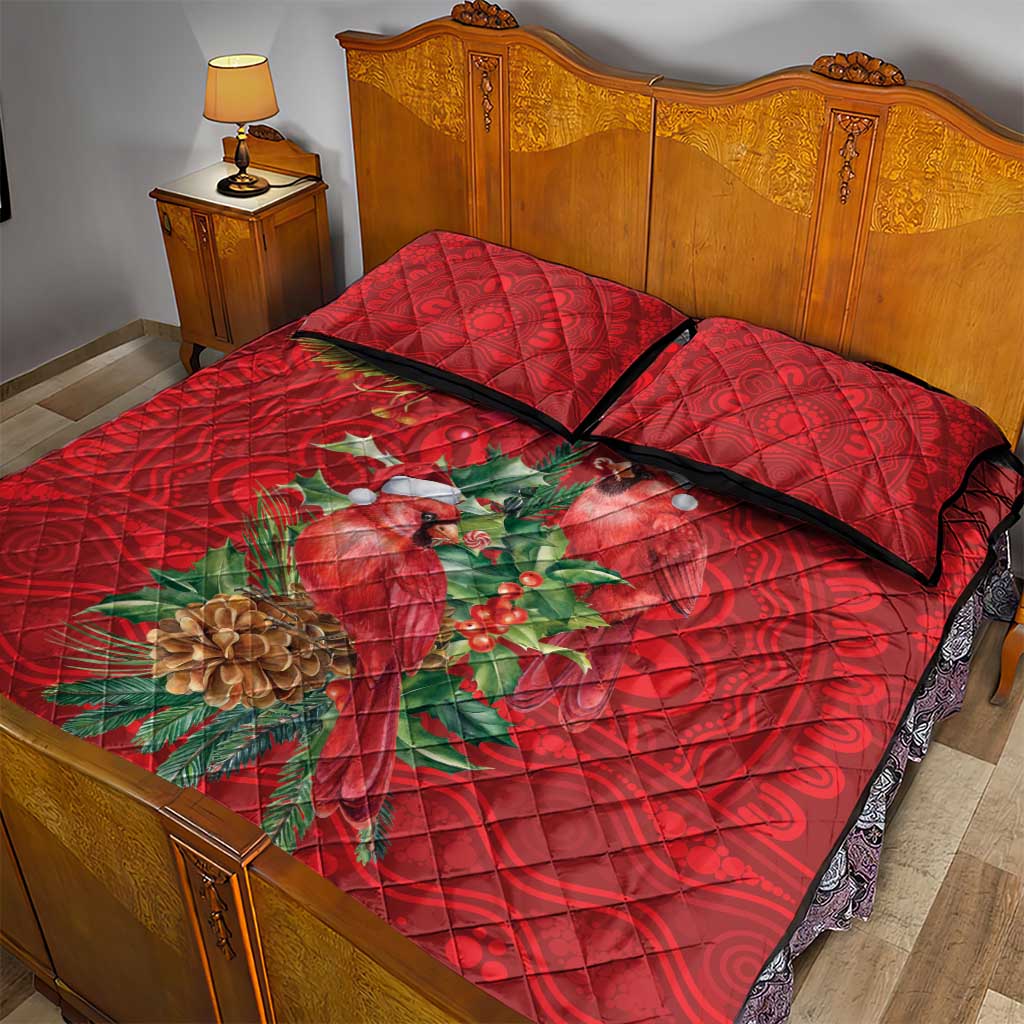 Aussie Red Cardinal Quilt Bed Set Aboriginal Inspired Christmas - Aussie Hoodie