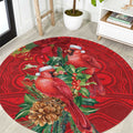 Aussie Red Cardinal Round Carpet Aboriginal Inspired Christmas - Aussie Hoodie