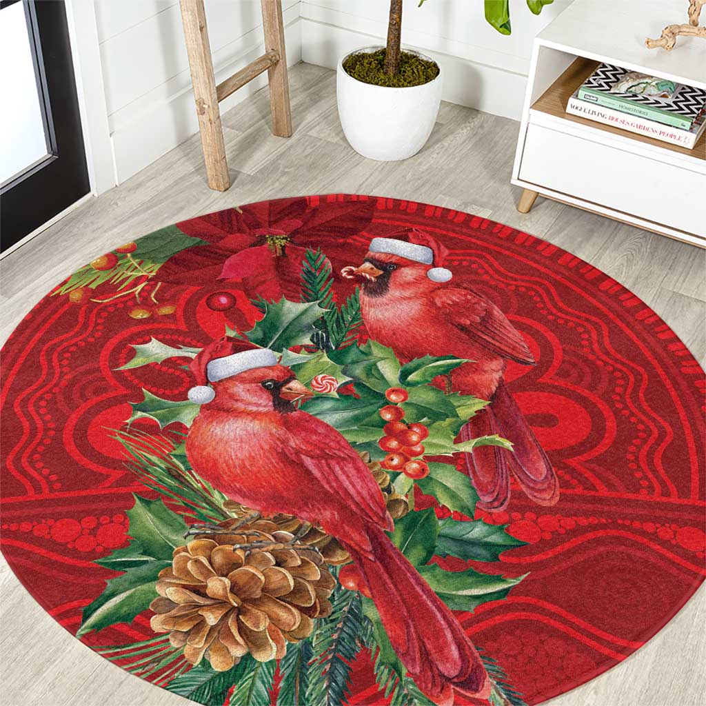 Aussie Red Cardinal Round Carpet Aboriginal Inspired Christmas - Aussie Hoodie