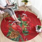 Aussie Red Cardinal Round Carpet Aboriginal Inspired Christmas - Aussie Hoodie