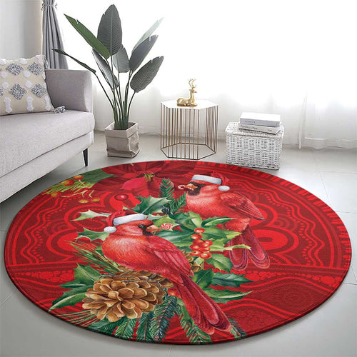 Aussie Red Cardinal Round Carpet Aboriginal Inspired Christmas - Aussie Hoodie