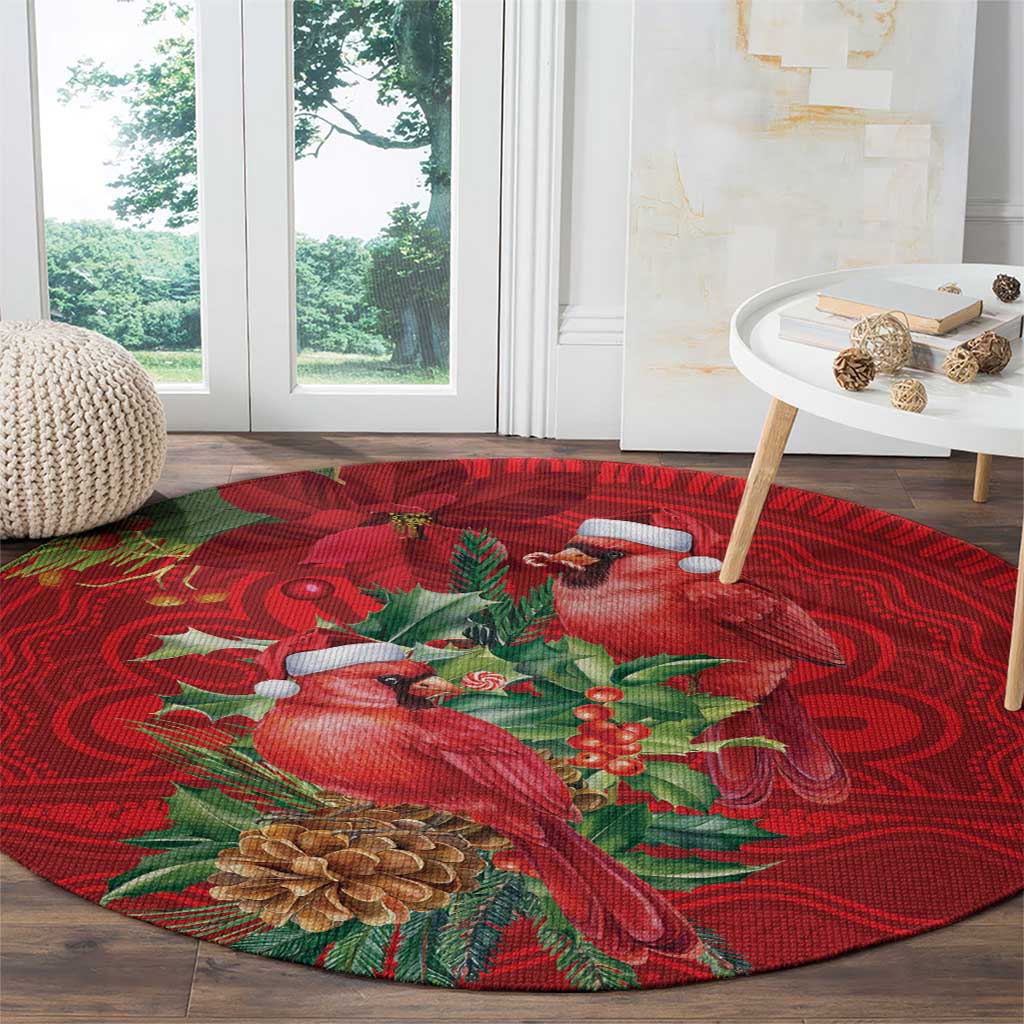Aussie Red Cardinal Round Carpet Aboriginal Inspired Christmas - Aussie Hoodie