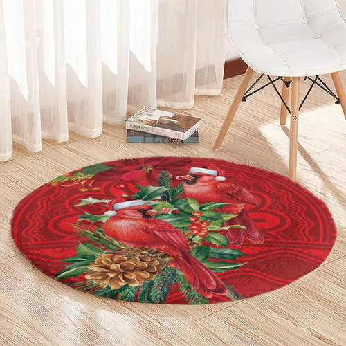 Aussie Red Cardinal Round Carpet Aboriginal Inspired Christmas - Aussie Hoodie