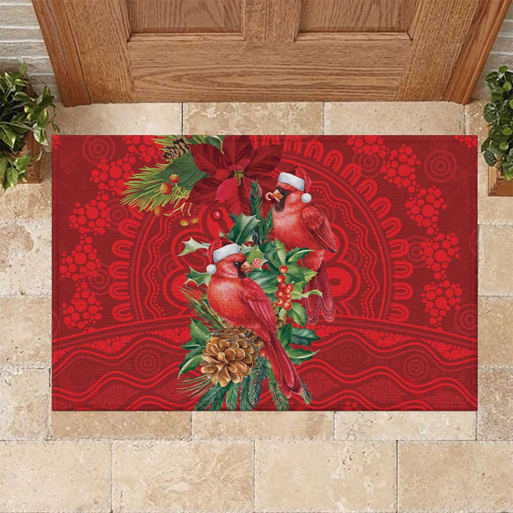Aussie Red Cardinal Rubber Doormat Aboriginal Inspired Christmas - Aussie Hoodie