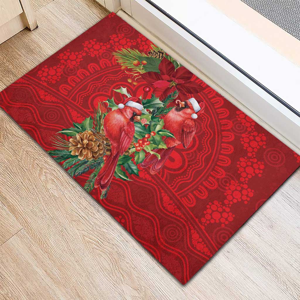 Aussie Red Cardinal Rubber Doormat Aboriginal Inspired Christmas - Aussie Hoodie
