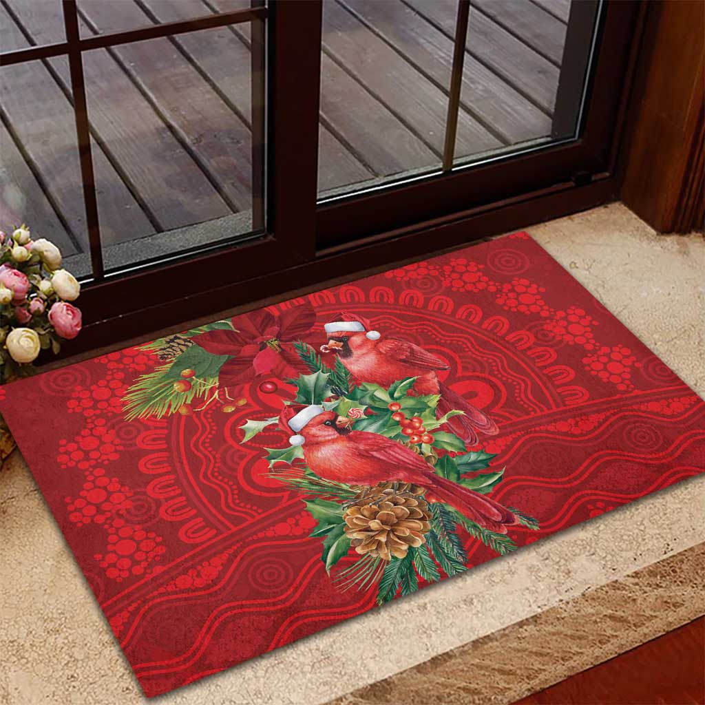 Aussie Red Cardinal Rubber Doormat Aboriginal Inspired Christmas - Aussie Hoodie