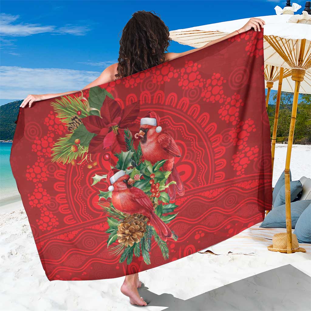 Aussie Red Cardinal Sarong Aboriginal Inspired Christmas - Aussie Hoodie