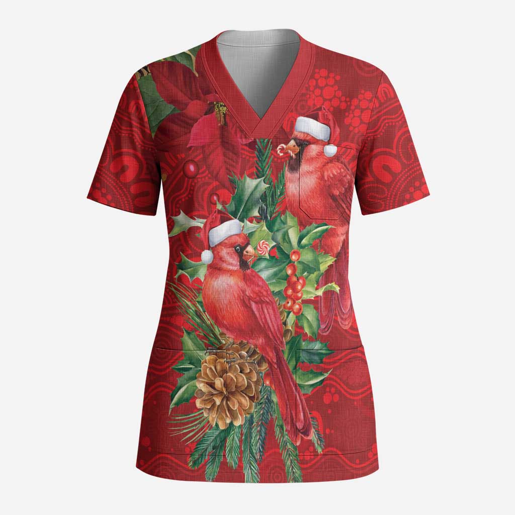 Aussie Red Cardinal Scrub Top Aboriginal Inspired Christmas - Aussie Hoodie