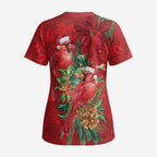 Aussie Red Cardinal Scrub Top Aboriginal Inspired Christmas - Aussie Hoodie