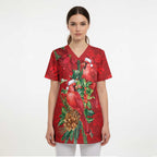 Aussie Red Cardinal Scrub Top Aboriginal Inspired Christmas - Aussie Hoodie
