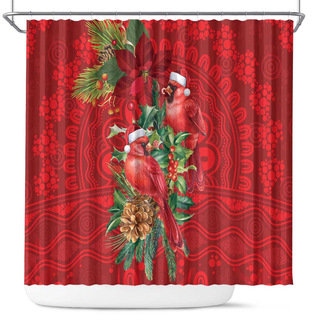 Aussie Red Cardinal Shower Curtain Aboriginal Inspired Christmas - Aussie Hoodie