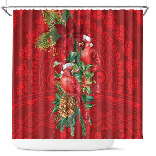 Aussie Red Cardinal Shower Curtain Aboriginal Inspired Christmas - Aussie Hoodie