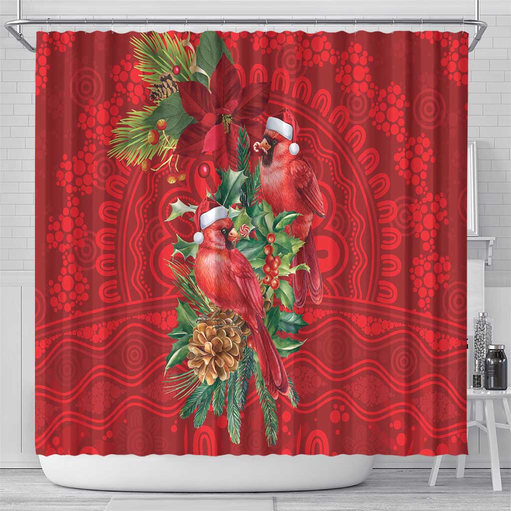 Aussie Red Cardinal Shower Curtain Aboriginal Inspired Christmas - Aussie Hoodie