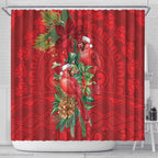 Aussie Red Cardinal Shower Curtain Aboriginal Inspired Christmas - Aussie Hoodie