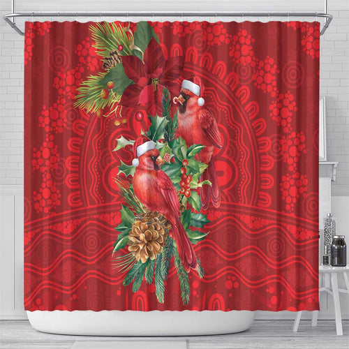 Aussie Red Cardinal Shower Curtain Aboriginal Inspired Christmas - Aussie Hoodie