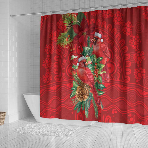 Aussie Red Cardinal Shower Curtain Aboriginal Inspired Christmas - Aussie Hoodie