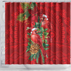 Aussie Red Cardinal Shower Curtain Aboriginal Inspired Christmas - Aussie Hoodie