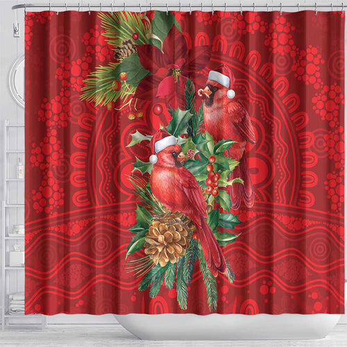 Aussie Red Cardinal Shower Curtain Aboriginal Inspired Christmas - Aussie Hoodie