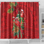 Aussie Red Cardinal Shower Curtain Aboriginal Inspired Christmas - Aussie Hoodie