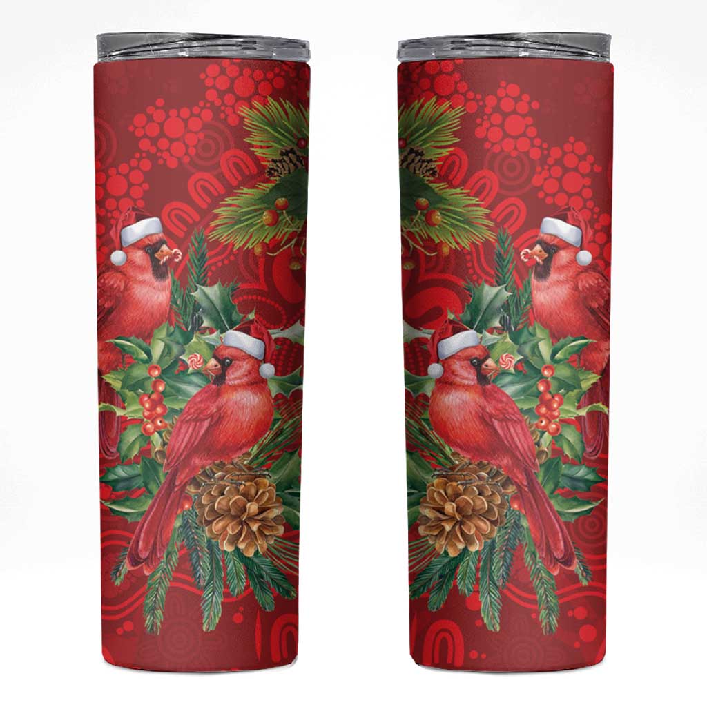 Aussie Red Cardinal Skinny Tumbler Aboriginal Inspired Christmas - Aussie Hoodie
