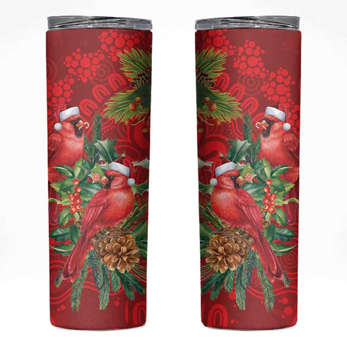 Aussie Red Cardinal Skinny Tumbler Aboriginal Inspired Christmas - Aussie Hoodie