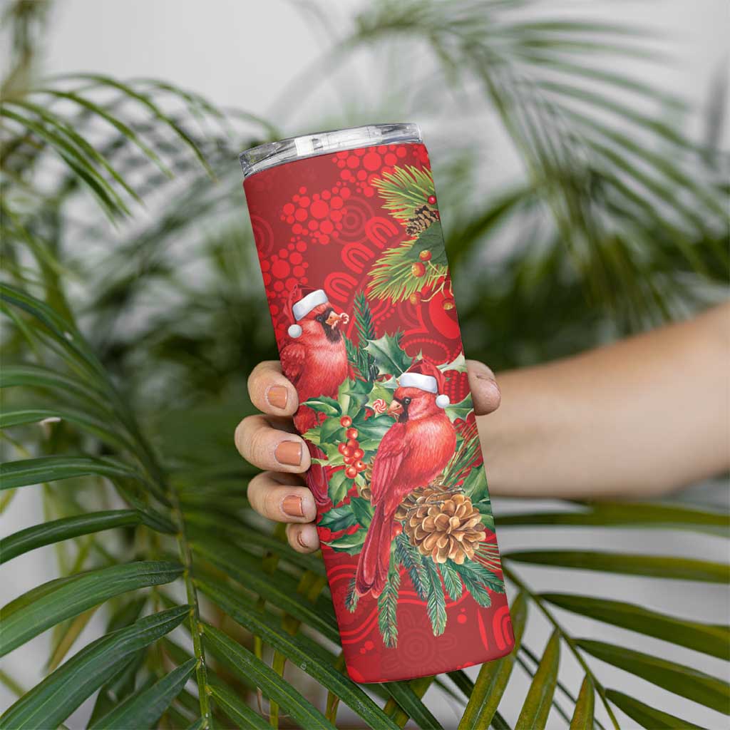 Aussie Red Cardinal Skinny Tumbler Aboriginal Inspired Christmas - Aussie Hoodie