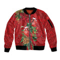 Aussie Red Cardinal Sleeve Zip Bomber Jacket Aboriginal Inspired Christmas - Aussie Hoodie