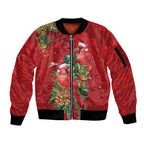 Aussie Red Cardinal Sleeve Zip Bomber Jacket Aboriginal Inspired Christmas - Aussie Hoodie