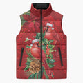 Aussie Red Cardinal Sleeveless Puffer Jacket Aboriginal Inspired Christmas - Aussie Hoodie