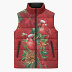 Aussie Red Cardinal Sleeveless Puffer Jacket Aboriginal Inspired Christmas - Aussie Hoodie