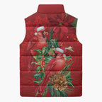 Aussie Red Cardinal Sleeveless Puffer Jacket Aboriginal Inspired Christmas - Aussie Hoodie
