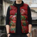 Aussie Red Cardinal Sleeveless Puffer Jacket Aboriginal Inspired Christmas - Aussie Hoodie