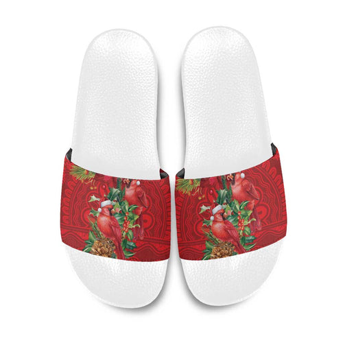 Aussie Red Cardinal Slide Sandals Aboriginal Inspired Christmas - Aussie Hoodie