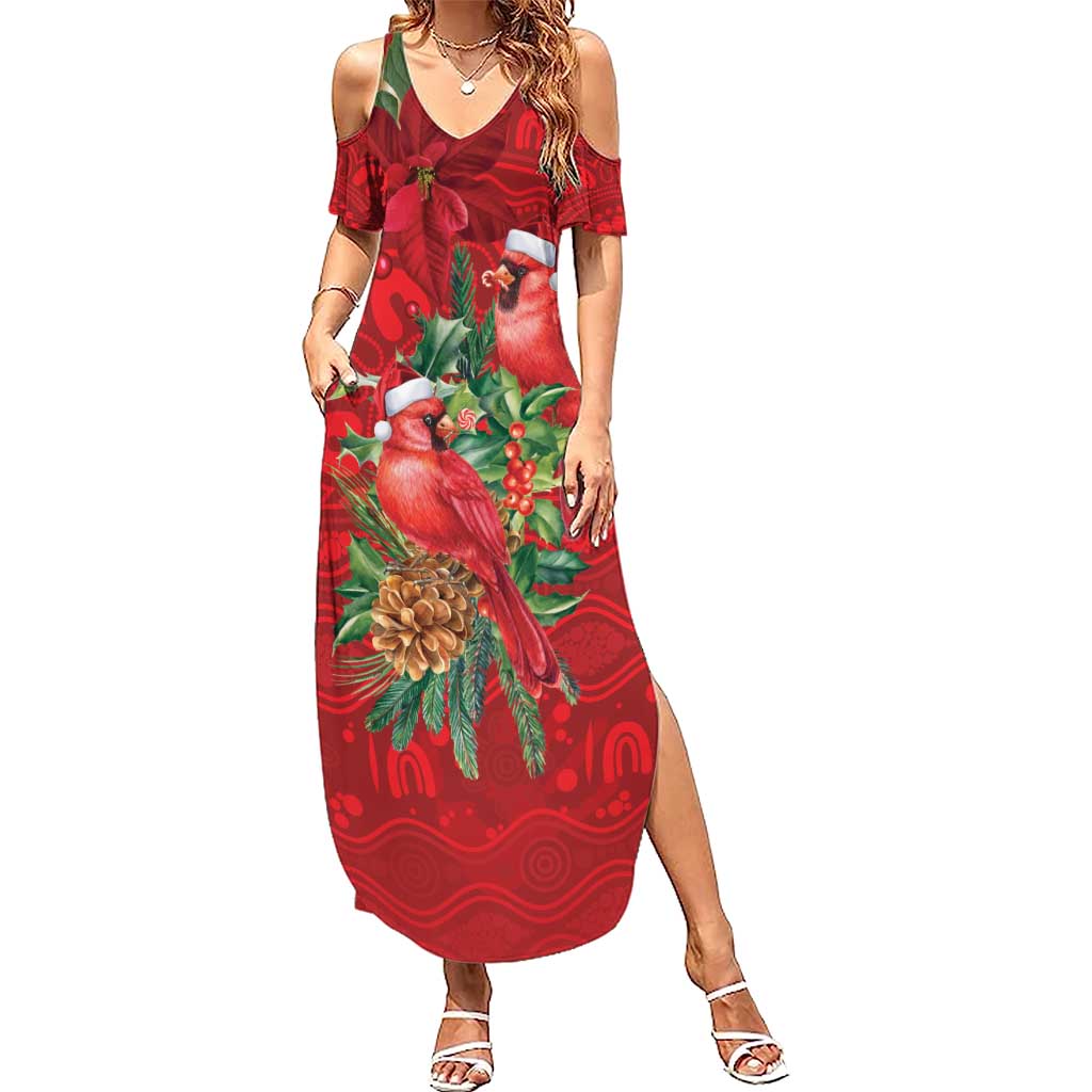 Aussie Red Cardinal Summer Maxi Dress Aboriginal Inspired Christmas - Aussie Hoodie