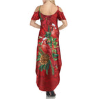 Aussie Red Cardinal Summer Maxi Dress Aboriginal Inspired Christmas - Aussie Hoodie