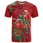 Aussie Red Cardinal T Shirt Aboriginal Inspired Christmas - Aussie Hoodie