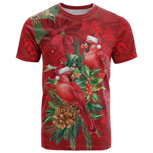 Aussie Red Cardinal T Shirt Aboriginal Inspired Christmas - Aussie Hoodie