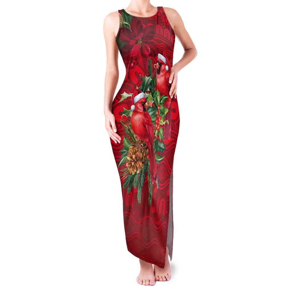 Aussie Red Cardinal Tank Maxi Dress Aboriginal Inspired Christmas - Aussie Hoodie