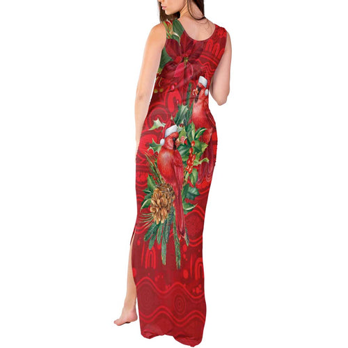 Aussie Red Cardinal Tank Maxi Dress Aboriginal Inspired Christmas - Aussie Hoodie