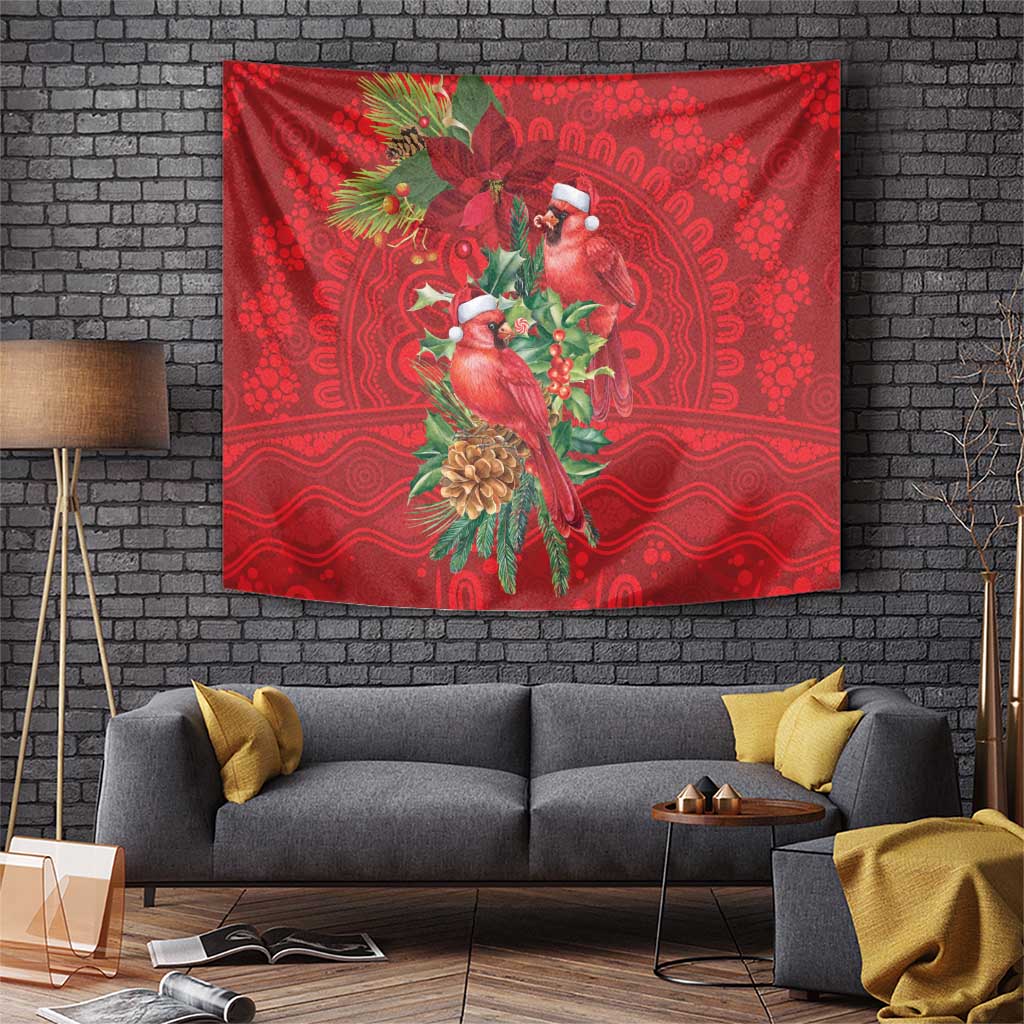 Aussie Red Cardinal Tapestry Aboriginal Inspired Christmas - Aussie Hoodie