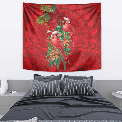 Aussie Red Cardinal Tapestry Aboriginal Inspired Christmas - Aussie Hoodie