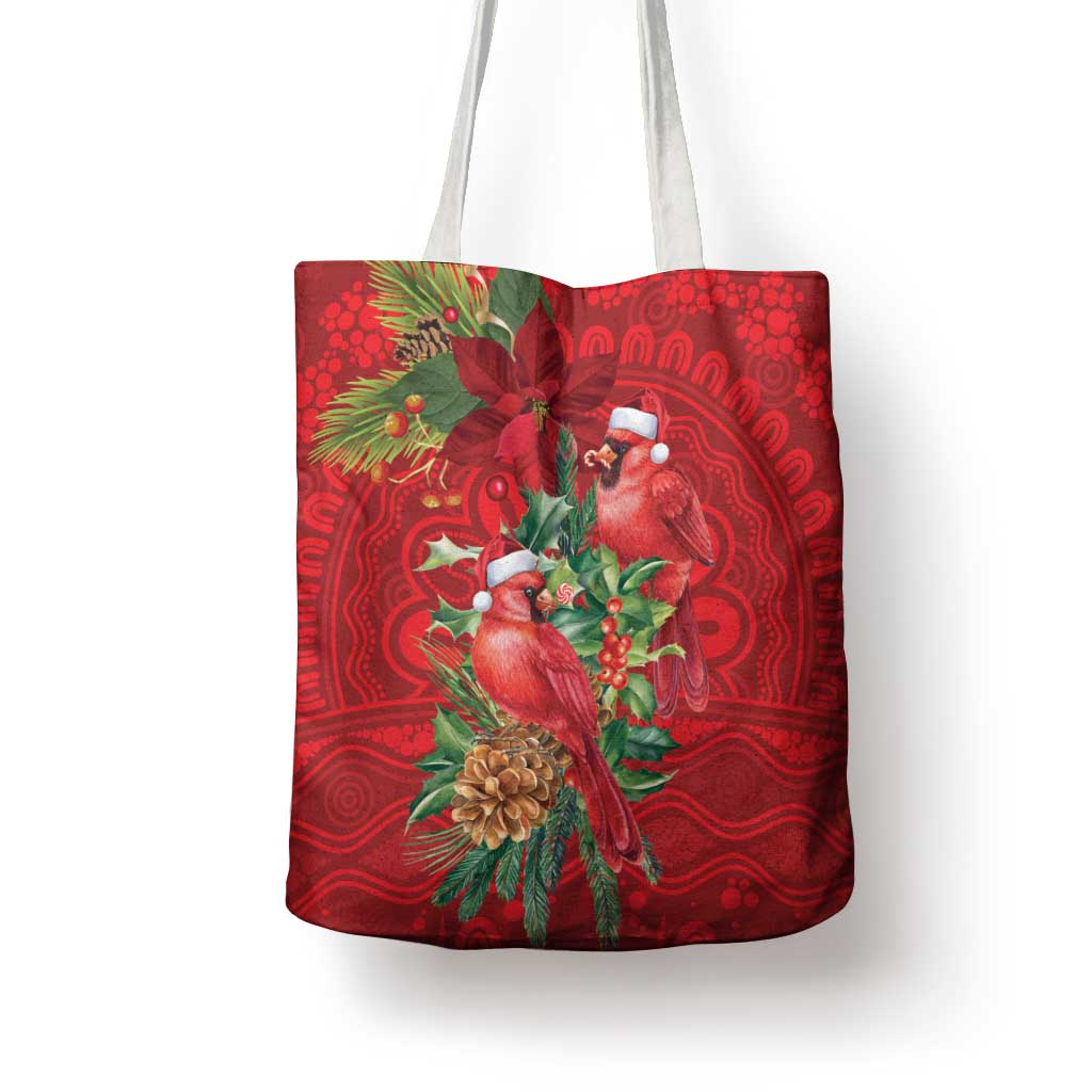 Aussie Red Cardinal Tote Bag Aboriginal Inspired Christmas - Aussie Hoodie