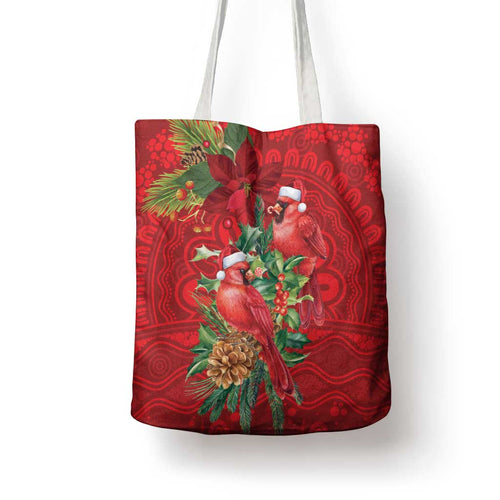 Aussie Red Cardinal Tote Bag Aboriginal Inspired Christmas - Aussie Hoodie